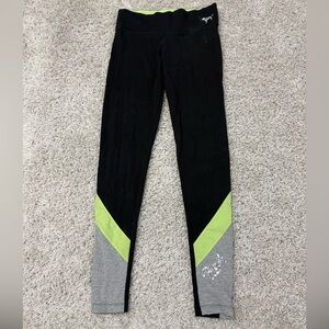 Victoria's Secret Pink Yoga Leggings with Neon Green Waistband